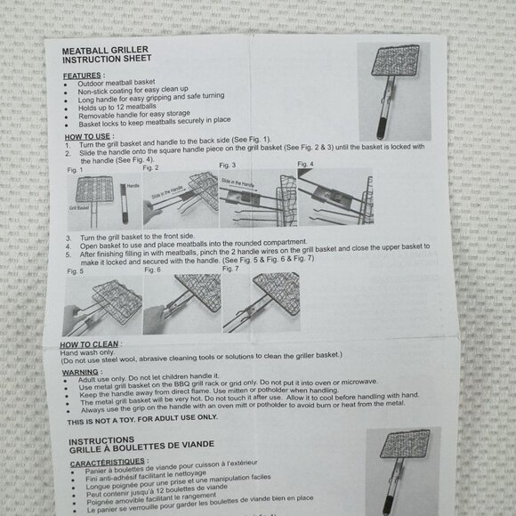 Metal Meatball Grilling Basket BBQ Basket Locking Handle Non-Stick Holds 12 Avon - Picture 15 of 15